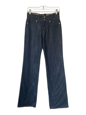 VTG Y2K BP Dark Wash mid Rise Flared Bootcut Jeans Double Button Waist 26 long